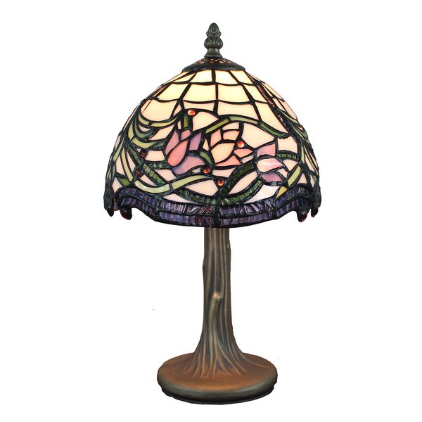 

tiffany-style lamp stained glass table lamp hand crafted wild vine lotus design accent lamp bedside table light