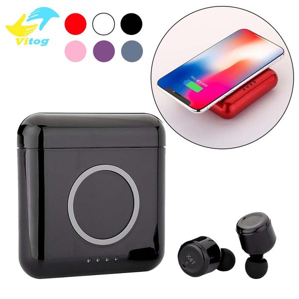 

X4t tw bluetooth headphone earphone wirele charger box for mobile phone hifi head et with micphone earphone for iphone 8 x