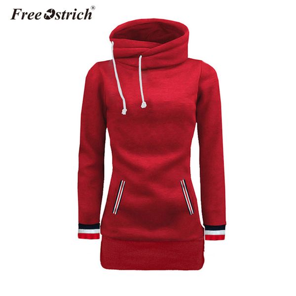 

ostrich sweatshirt women long sleeve turtleneck patchwork pocket hoodies outerwear winter pullovers dropshipping, Black