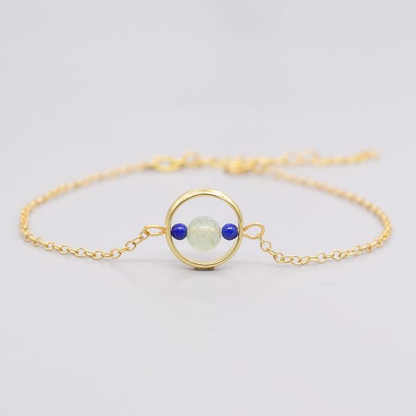 

ablaze may stones natural aventurine charm bracelets 18k gold 925 sterling silver lapis lazuli crystal fine jewelry women #c047b, Golden;silver