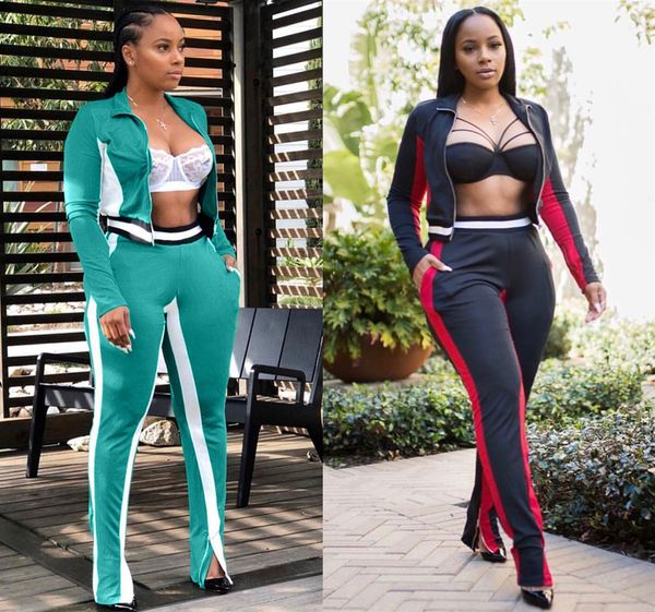 

Autumn Winter Women Jogger Sport track sweat Suit Tracksuits Sweatshirts Casual Sportwear Zipped jacket Pants Set A1800