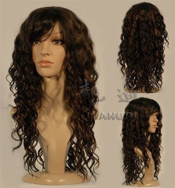 

new long brown curly miss fashion wigs human-made hair wigs, Black