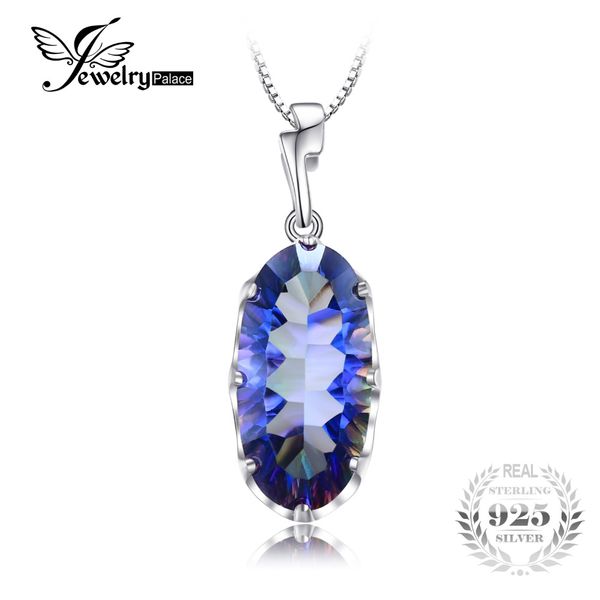 

jewelrypalace 11.8ct genuine mystical blue rainbow z pendant solid 925 sterling silver fashion brand jewelry without a chain