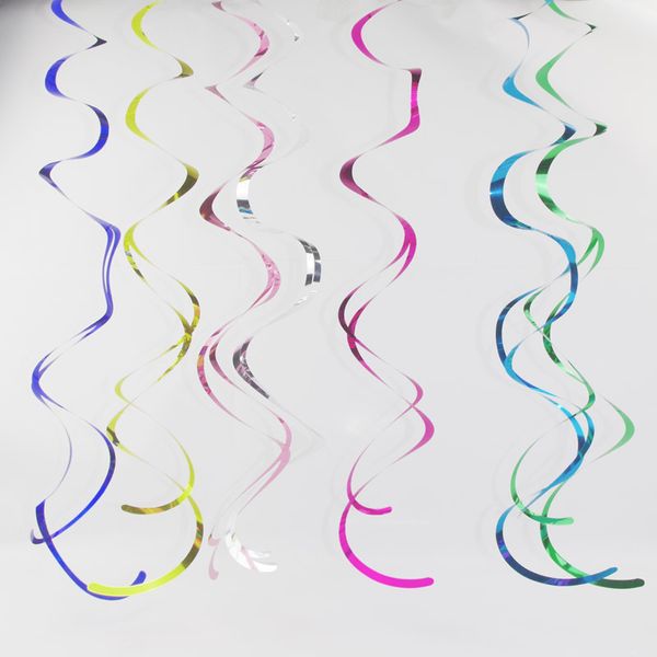 90cm Pvc Sparkling Streamers Party Scene Layout Spiral Ornaments For Wedding Birthday Decorations Ceiling Hanging Foil Swirls Banner Lin4251 Carnival