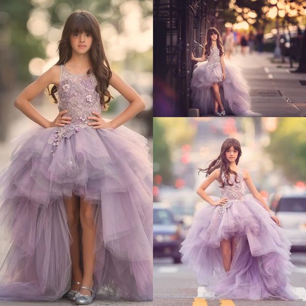 

princess lovely little girls pageant dresses hi-lotulle lace applique backless jewel neck handmade flowers sweep train kids prom dresses, White;red