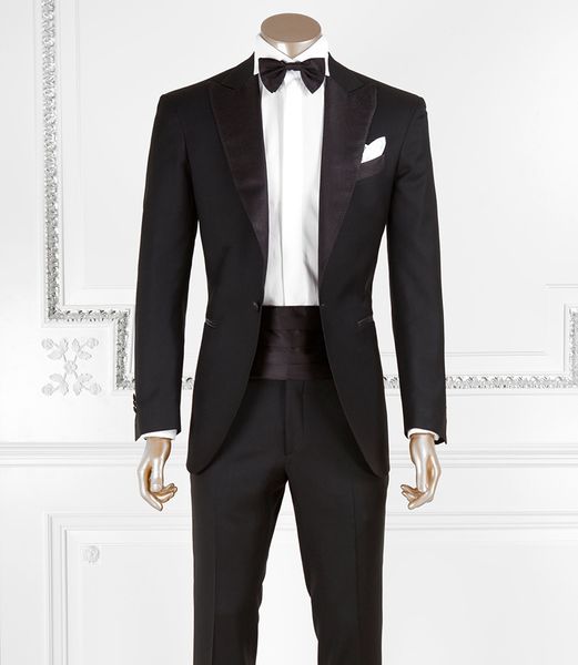

2018 black men suits custom made wedding suits blazer peaked lapel business slim fit formal bridegroom tuxedos man groom prom 2piece, Black;gray