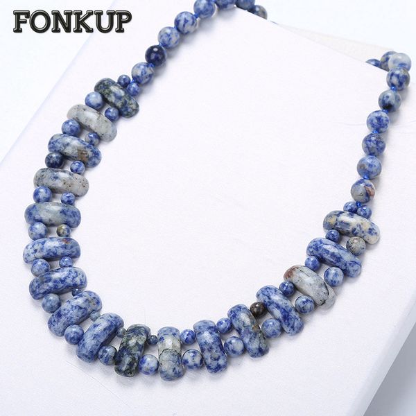 

fonkup blue-veinstone bead chains women big necklace pendant power stone jewelry trendy men round rope chain the flash friends, Silver