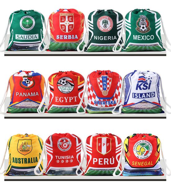 

2018 russia world cup brazil football fans national flag rucksack backpack travel organizer drawstring pocket 40cm*48cm can be customized