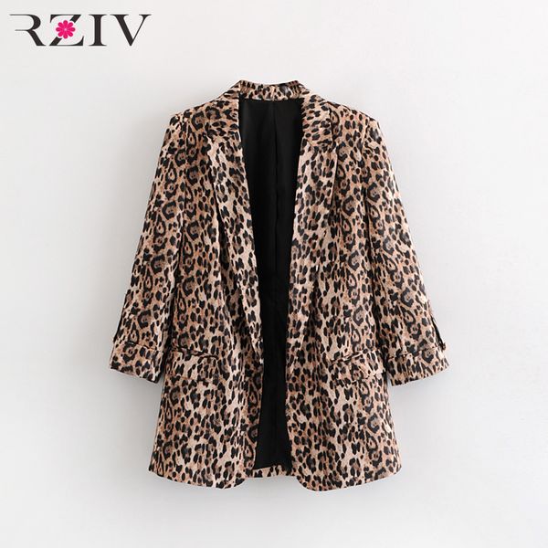 

rziv 2018 autumn women's suit casual leopard print suit, White;black