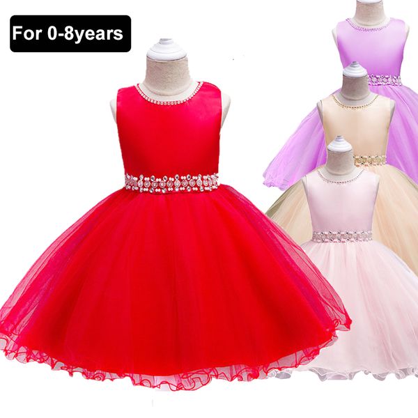 

лето принцесса новорожденных девочек платье 2018 детей девочек свадьба и день рождения платья малыша младенческой принцессы девушки платье, Red;yellow