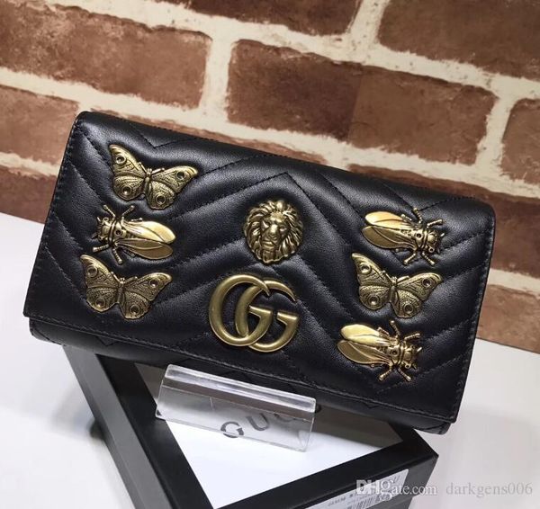 

Роскошный бренд женщины кошельки топ дизайнеры кошельки натуральная кожа длинные бабочки украшения размер 19*10*3.5 модель типа cm 3