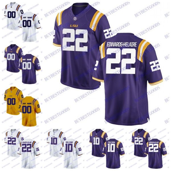 

custom lsu tigers #22 clyde edwards-helaire 15 vincent jr. 10 stephen sullivan 1 ja'marr chasepurple ncaa college football jersey s-3xl, Black;red