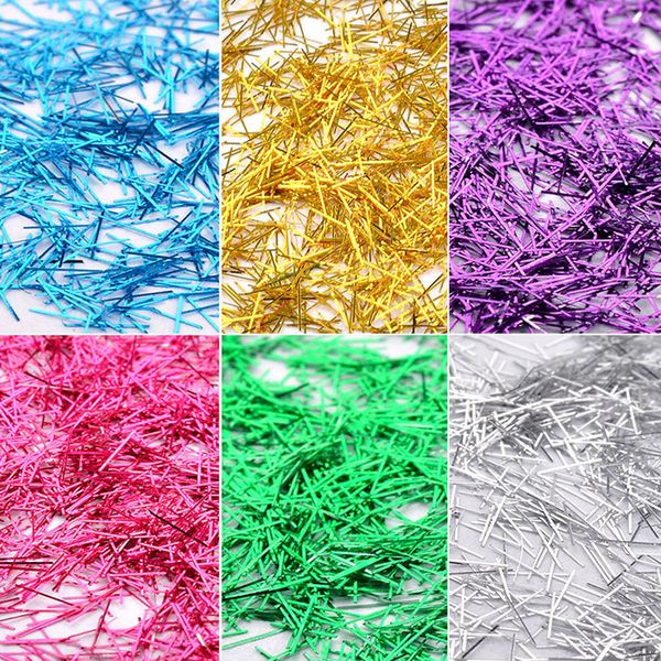 

6 colors new nail glitter flakes colorful lace silk strips holographic sequins manicure nail art decoration tools, Silver;gold