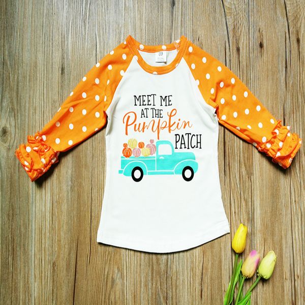 

shirts pumpkin raglans ruffle orange sleeve meet me patch truck floral printed jersey magic halloween 3/4 pattern t-shirts fnatq