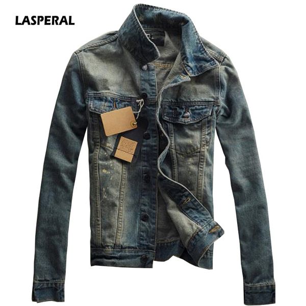 

LASPERAL 2017 новая осень повседневная Chaqueta мужчины джинсовая куртка Slim Fit мода отложны