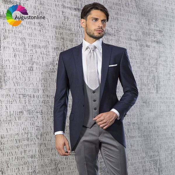 Acheter Italien Personnalisé Bleu Marine Marié Tuxedos Hommes Costume 2018 Costume Homme Costume De Mariage Costumes De Mariage Costumes 3 Pièces