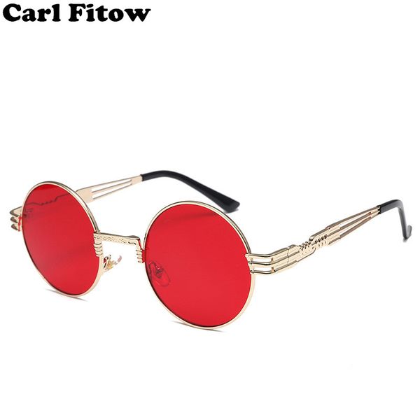 

vintage retro gothic smpunk mirror sunglasses gold and black sun glasses vintage round circle men uv gafas de sol, White;black
