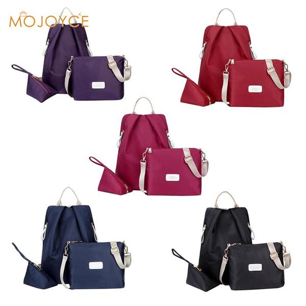 

3pcs/set women solid backpack shoulder bag purse casual girls nylon bags