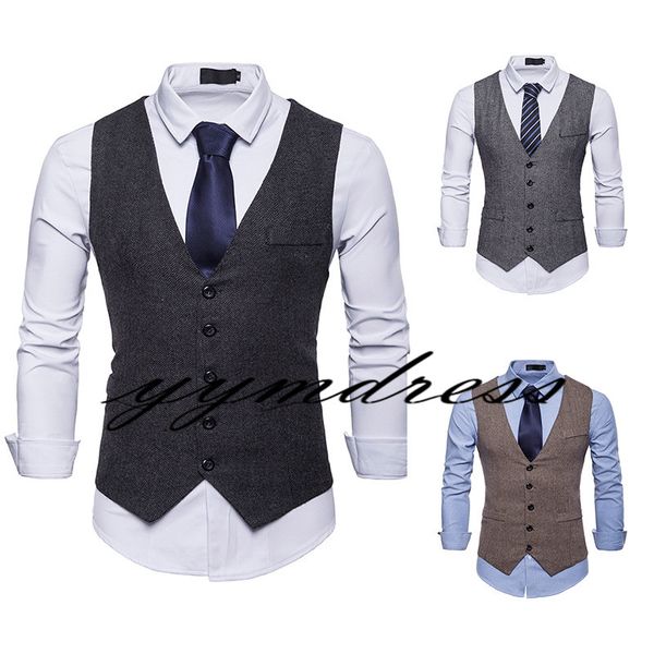 

gray tweed wedding groom vests farm groomsmen vests men's suit vests vest dress vest waistcoat dress prom party custom couple day y002, Black