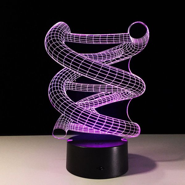 3D DNA LED Gece Lambası Dokunmatik Baz Soyut Spiral Ampul Lamba LED Gece Lambası Masa # R42