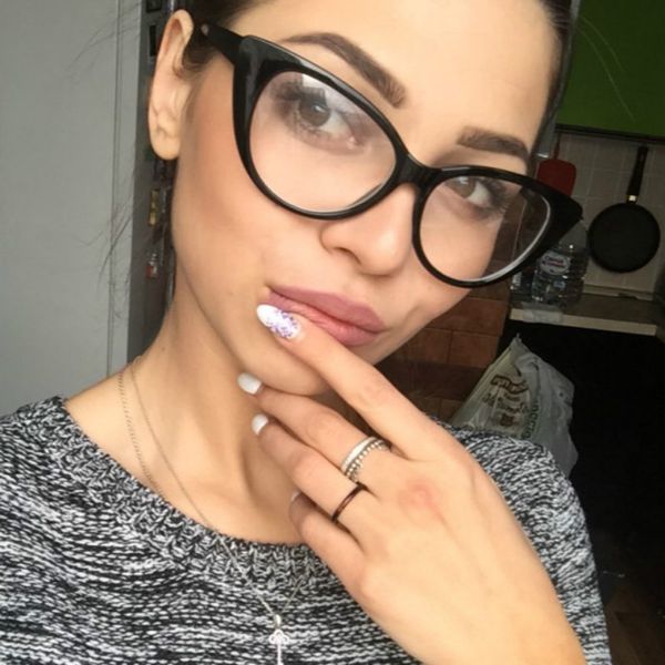 

2018 black classic cat eye optical glasses frames women transparent glasses frame ultra light frame clear lens eyeglasses, White;black