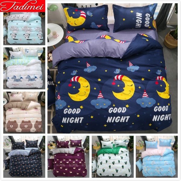 Blue Night Moon Stars Duvet Cover 3 Bedding Set Kids Child Student