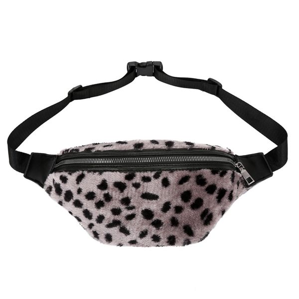 

fashion women girl leopard print zipper plush messenger bag chest bag waist bolsos mujer female handbag shoulder