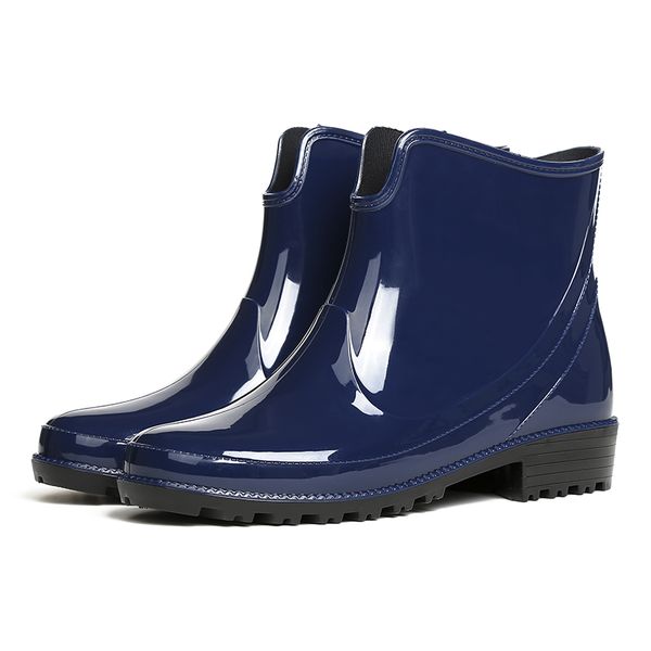 

rubber rainboots woman glossy solid color autumn 2018 female waterproof rain boots casual shoes thick heel rainboots lady, Black;red
