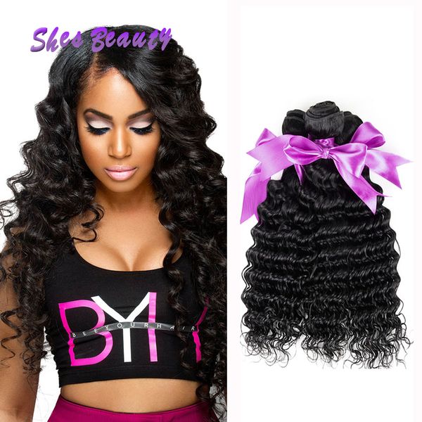 Shesbeauty Cheap Deep Wave Indian Human Hair Weaves 100