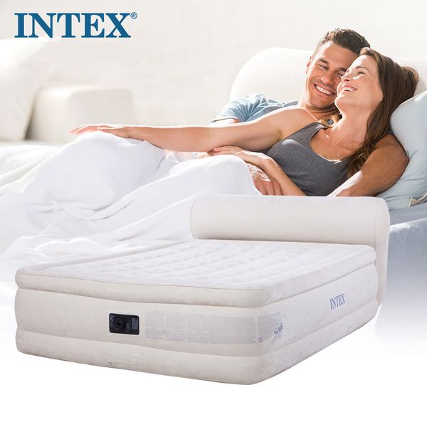 

intex with back double double layer air mattress line pull air bed thick built-in electric pump 64460