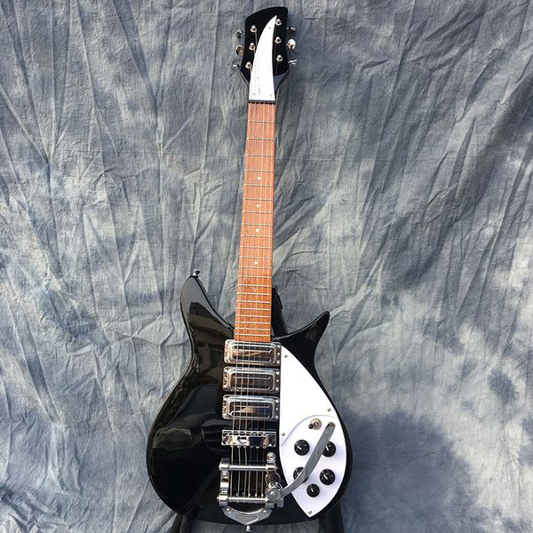 JohnLennon 325 Jetglo 6 corde chitarra elettrica nera lunghezza scala corta 527mm Bigs cordiera tastiera in vernice lucida 3 pickup tostapane