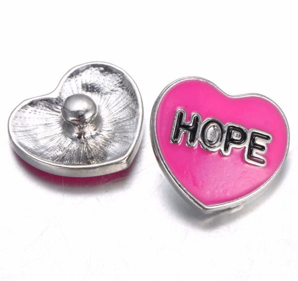 

10pcs new love heart hope enamel 18mm snap jewelry fit snap bracelet diy women accessories, Bronze;silver