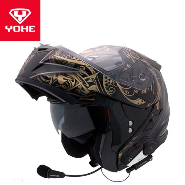 

2018 autumn winter yohe flip up motorcycle helmets yh953 open face motorbike helemt with v3 bluetooth made of abs pc lens visor