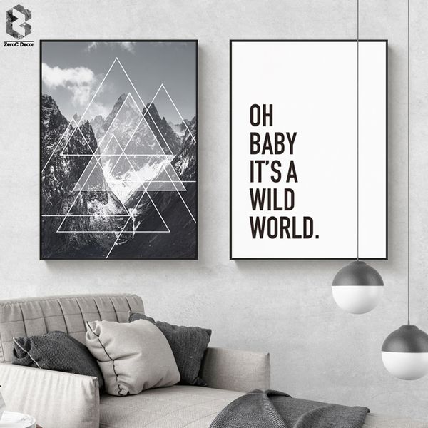 

nordic canvas art prints and posters mountain wall pictures for home decoration, modern quotes paintings wall decor