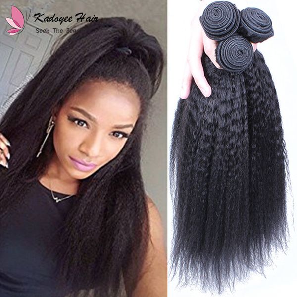 2018 New Kinky Straight Yaki Virgin Remy Human Hair Weave Bundles