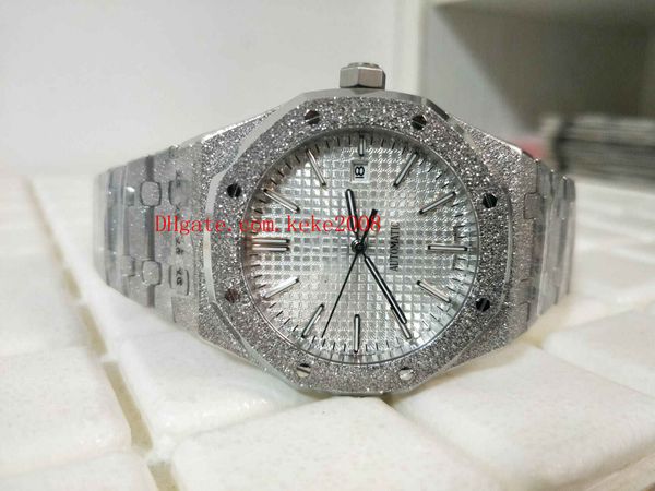 

elling wristwatches oak offshore 15454bc.gg.1259bc.03 15410 41mm sapphire glass grind arenaceous automatic mechanical mens watch watches, Slivery;brown