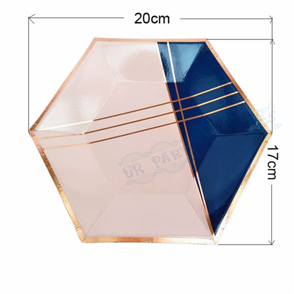 2019 Navy Pink Rose Gold Paper Plates Small Dishes Party Plates