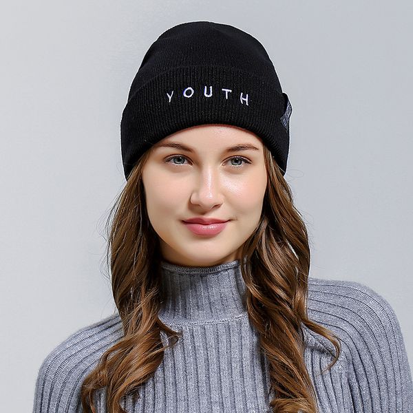 

women's men's autumn winter hats youth letters knitted beanie hats for ladies bone gorros mujer invierno hip hop bonnet femme