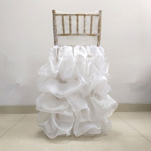 Dantel Organze Weddding Chiavari Sandalye Kapak Romantik Ruffled Düğün Sandalye Dekor Nişan Parti Aksesuarları Custom Made