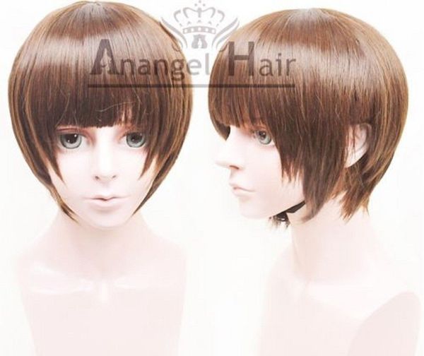 

psycho pass tsunemori akane cosplay wig synthetic brown short straight wigs, Black