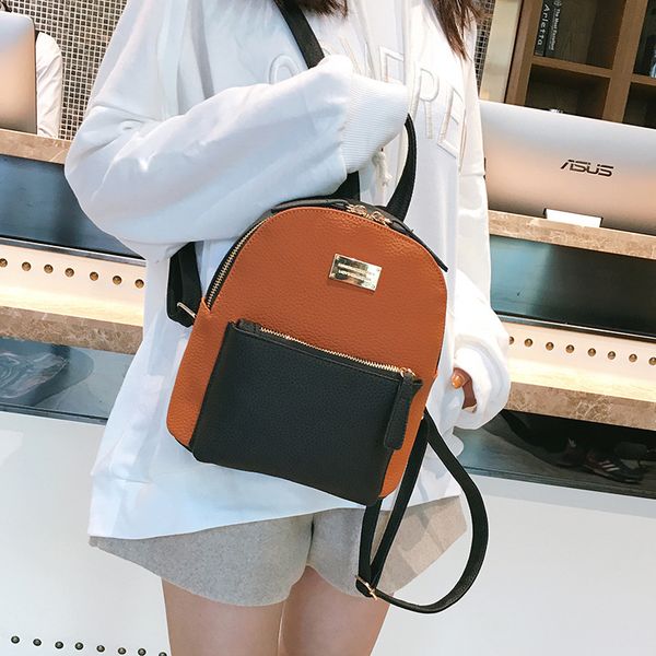 

in 2018 the new nylon fashion women's backpack pu leather color the girl small bag