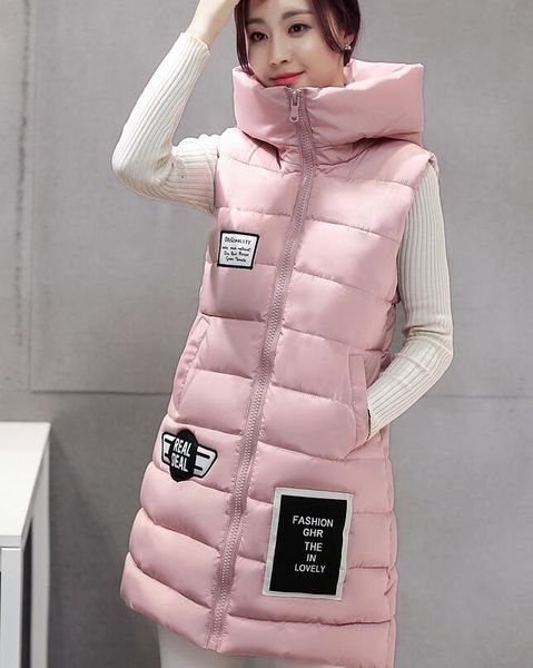 

wholesale 2017 new autumn winter women's fashion casual down cotton brief hooded waistcoat girls' cute vest, Black;white