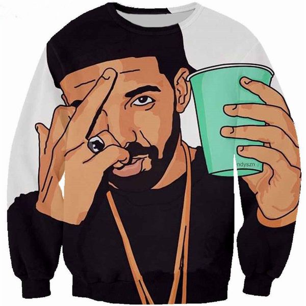 

new fashion cool sweatshirt hoodies men women 3d print rap star drakestyle streetwear sleeve clothing b72, Black