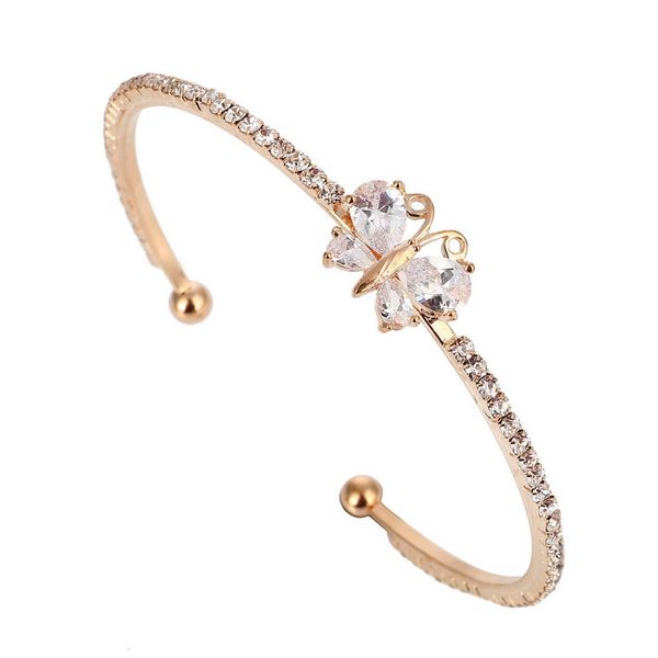 

zoshi style cubic zirconia butterfly fashion golden plated charm bracelets & bangles crystal jewelry gift for women jewelry, White