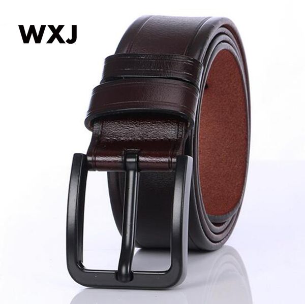 

wxj new arrivel high quality mens belt genuine leather strap male belts for men black buckle belt sale promotion wl183, Black;brown