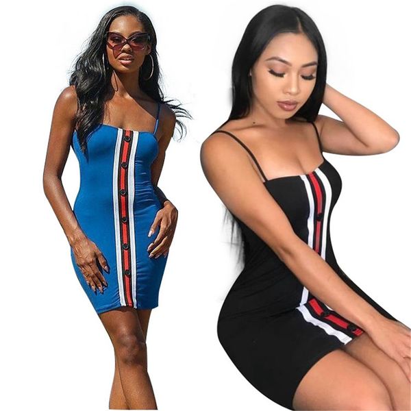 

полоса кнопка платье женщины спагетти ремень платья сексуальный клуб платье сарафан горячие продажа женская одежда vestidos nb-166, Black;gray