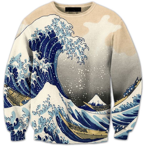 

new fashion wave boat funny 3d print sweats fashion clothing women men sweatshirt casual pullovers k41, Black