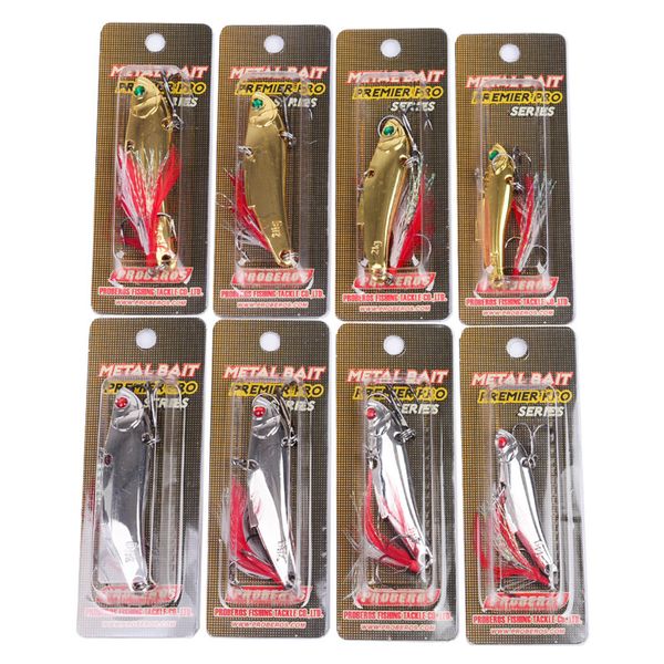 

high quanlity retail box spoons fishing baits 14g 21g 28g 35g silver/gold metal vib blades spinner jigs lure