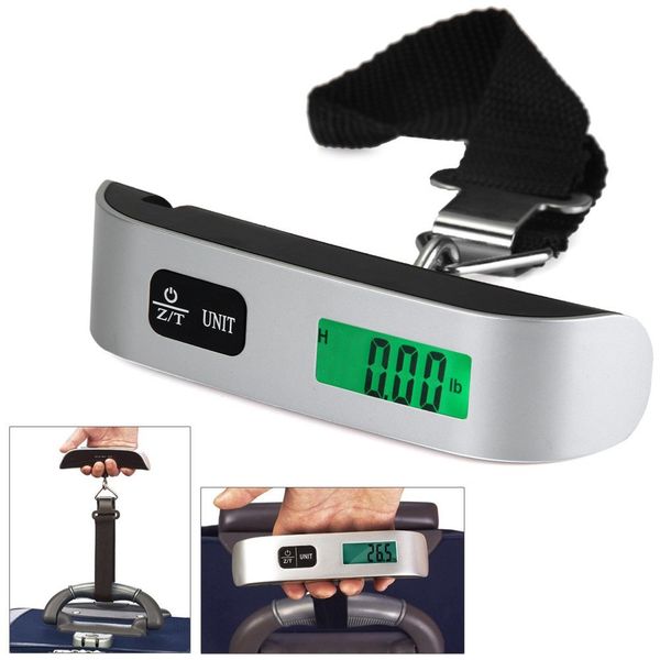 

fashion mini digital luggage scale hand held lcd electronic scale electronic hanging scale thermometer 50kg capacity weighing device
