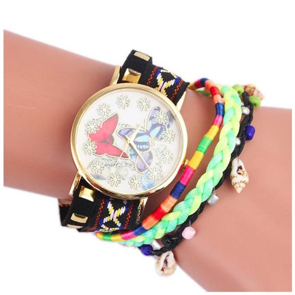 

butterfly pattern knitting dial quartz wristwatch bracelet watch, Slivery;brown